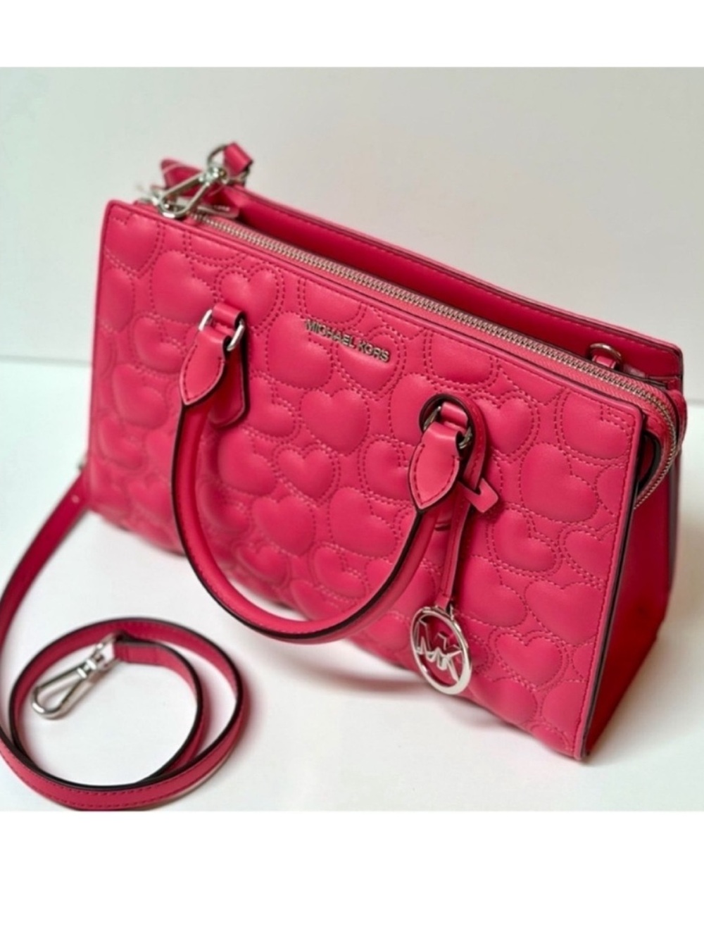 MICHAEL KORS Sheila Medium Heart Embroidered Satchel Crossbody